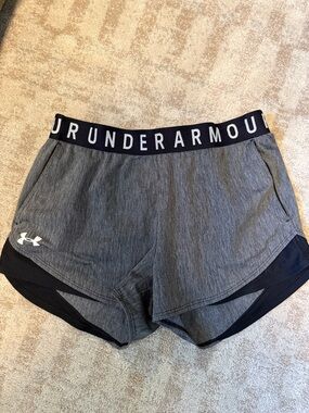 Under Armour Women's Heather Gray Athletic Shorts with Black Trim